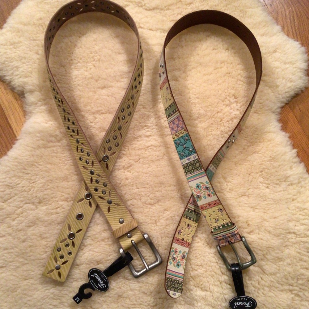 Fossil Set Of 2 Studded Leather Belts - image 1